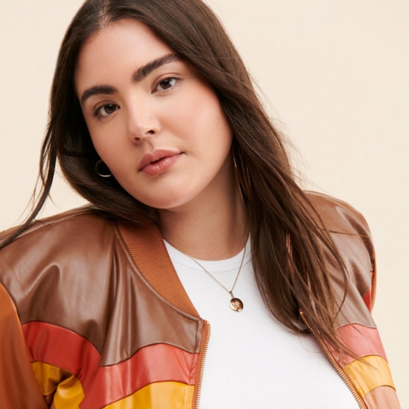 Vegan leather brown bomber jacket size XXL - Picture 4 of 5